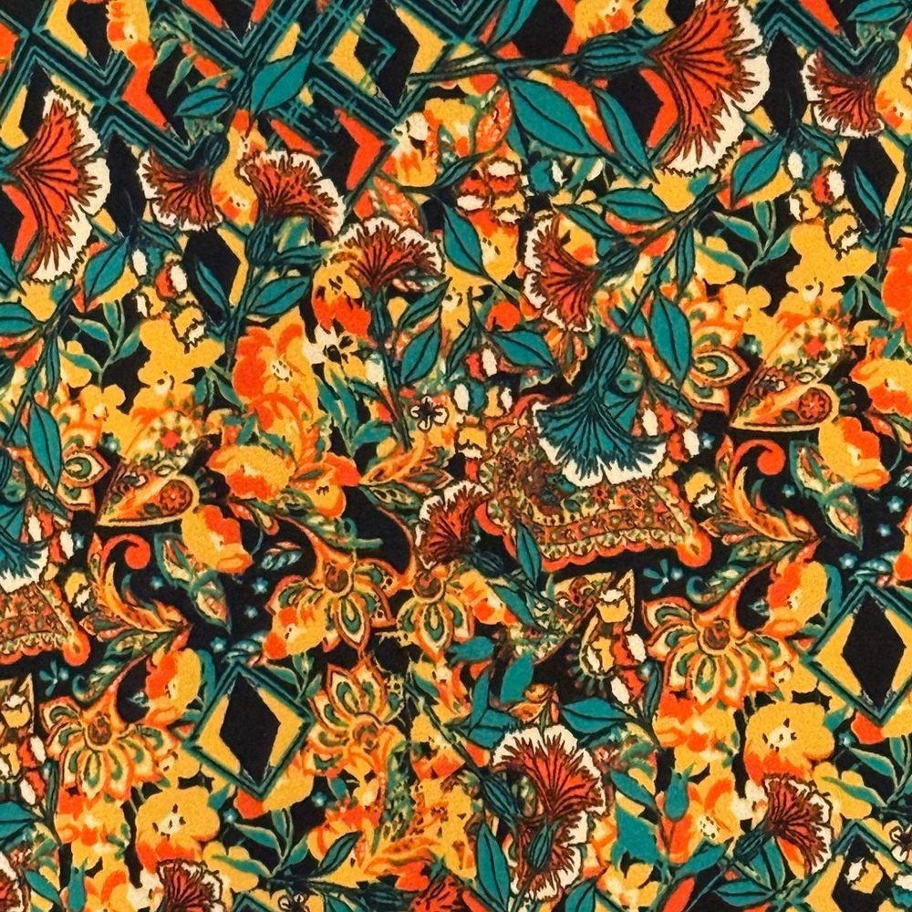 LuLaRoe A-Line Midi Skirt with Vibrant Floral Design. Azure Style - Picture 3 of 4